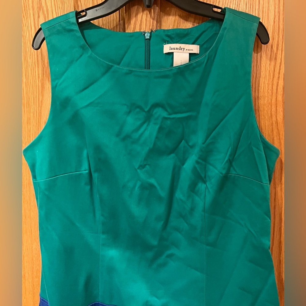 Laundry by Design Women's Green & Blue Color Block Sleeveless Sheath Dress Sz 10 - Picture 2 of 6